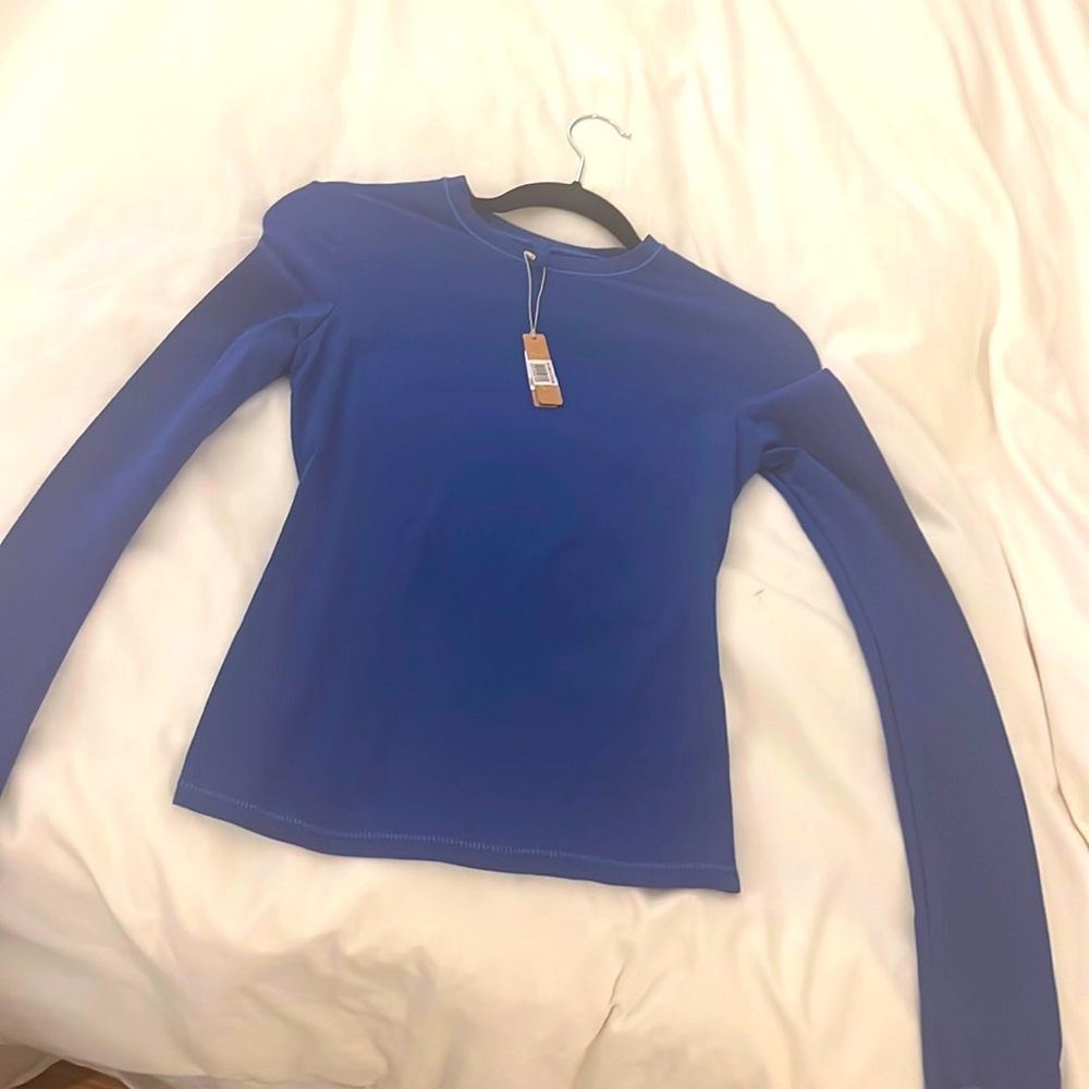 Skims cobalt blue long sleeve tee Small NWT